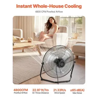 VEVOR 2 Stück Bodenventilatoren, 3 Gang, Windmaschine, 508 mm, 4800 CFM, 360° verstellbare Neigung, 6,5 m/s Luftstrom, Standventilator, für Fitnessstudio, Zuhause, Garage, Gewerbegeschäft VEVOR 2 Stück Bodenventilatoren, 3 Gang, Windmaschine, 508 mm, 4800 CFM, 360° verstellbare Neigung, 6,5 m/s Luftstrom, Standventilator, für Fitnessstudio, Zuhause, Garage, Gewerbegeschäft