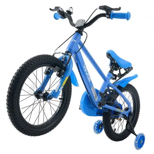 VEVOR Kinderfahrrad für 4-7 Straßenfahrrad 16 Zoll mit Stützrädern Blau, Kinderrad für Jungen & Mädchen, aus Kohlenstoffstahl, BMX-Stil, Doppelbremsen, Sattel & Lenker Verstellbar, Getränkehalter – Bild 8