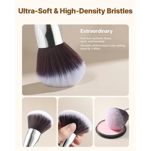 VEVOR Pinselset Makeup, 34-teilig, professionelles Schminkpinsel Set für Foundation, Lidschatten, Concealer, Rouge, mit weichen Borsten, ergonomischem Holzgriff, Reise-Aufbewahrungsetui – Bild 2