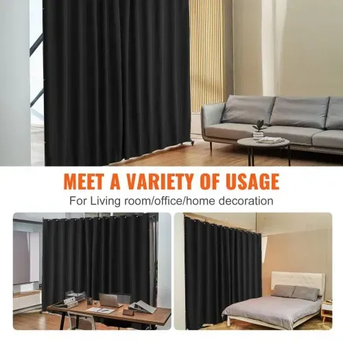VEVOR Raumteiler Trennwand Paravent Stellwand Einzelpanel, Tragbarer Sichtschutz für Büro Schlafzimmer Esszimmer Arbeitszimmer Balkon, Raumtrenner Rollbar (308,5 x 45 x 245,5 cm), Schwarz – Bild 5