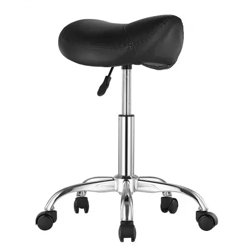 VEVOR Sattelhocker Rollhocker 204 kg belastbarer höhenverstellbarer (55-71 cm) Drehhocker Arbeitshocker, ergonomischer verdickter PU-Leder-Drehsattelstuhl für Salon Spa Massage Klinik, Schwarz – Bild 8