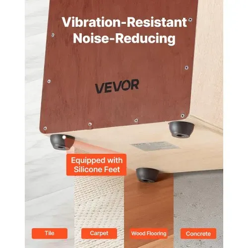 VEVOR Cajon, Kistentrommel, mit internen Snare-Drähten, kompakte & leichte Drum-Box aus Holz, Trommel-Musikinstrument mit Silikonfüßen, abgerundeten Kanten, für Anfänger & Profis, 255x255x380 mm – Bild 3