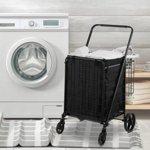 VEVOR Einkaufstrolley Einkaufswagen Klappbar 95,3 kg Belastbar, Einkaufsroller Handwagen Multifunktional 600D-Oxford-Gewebe, Shoppingtrolley Faltbar für Wäsche, Lebensmittel, Camping-Werkzeuge usw. – Bild 7