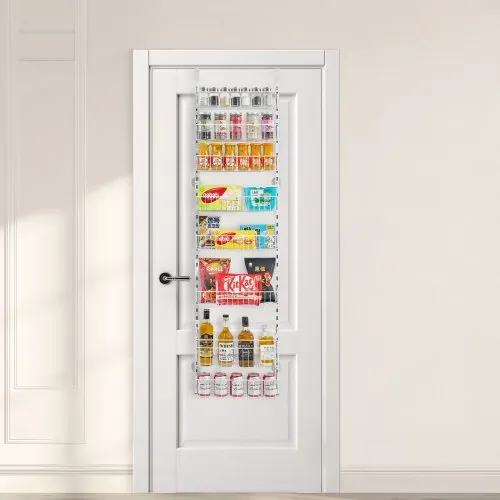 VEVOR Vorratsschrank Speisekammer-Organizer Aufbewahrung über der Tür, 8-stufige Gewürzregale zum Aufhängen aus Stahl, verstellbare Lagerregale für die Wand, für Zuhause Küche Badezimmer, Weiß – Bild 7