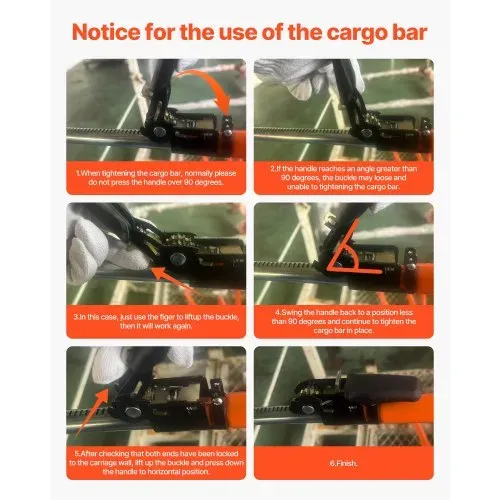 VEVOR Cargo Bar Ratschen Ladestange verstellbar 1016-1854 mm, Ladeflächenstange Ladestabilisator aus Stahl mit rutschfesten Fußpolstern mit Netz, ausziehbare Stützstange für Pickup Truck Minivan – Bild 6