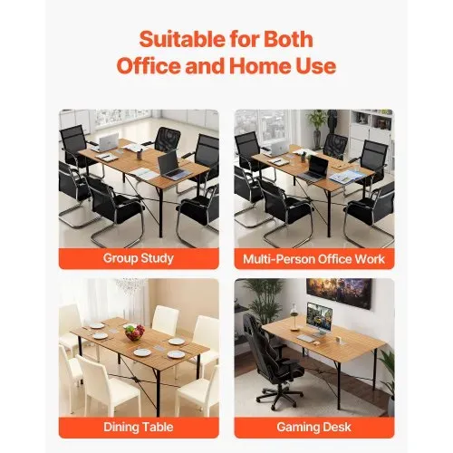 VEVOR Konferenztisch Besprechungstisch für 6-8 Personen 180 x 90 cm (L x B) rechteckiger Kombinationsschreibtisch Meetingtisch Mehrzwecktisch Pausentisch mit Metallbeinen für Büro Konferenzraum – Bild 5