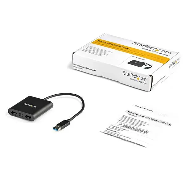 StarTech.com USB 3.0 auf Dual HDMI Adapter - 1x 4K 30Hz & 1x 1080p - Externe Video- und Grafikkarte - USB-A auf HDMI Dual Monitor Display Adapter - Unterstützt nur Windows - Schwarz – Bild 5