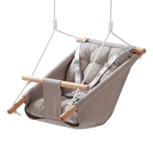 VEVOR 3-in-1 Babyschaukel Kinderschaukel 30kg Hängeschaukel aus Canvas Grau, für Indoor & Outdoor Geeignet, 5-Punkt-Gurt & Baumgurte, Hängesitz aus Holz mit Integriertem Kissen für Kleinkinder bis 3 Jahre – Bild 9