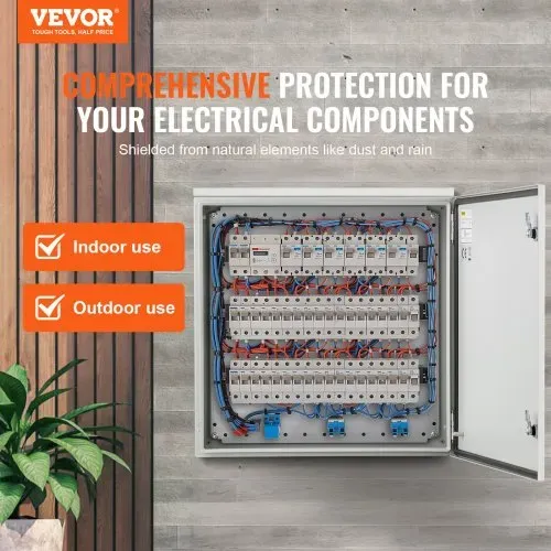 VEVOR Schaltschrank Elektrogehäuse, 600x600x200 mm, NEMA 4 Außengehäuse, IP66 wasser- & staubdicht, Kohlenstoffstahl, Klappanschlussdose für Innen- & Außenbereich, mit Regenschutzhaube VEVOR Schaltschrank Elektrogehäuse, 600x600x200 mm, NEMA 4 Außengehäuse, IP66 wasser- & staubdicht, Kohlenstoffstahl, Klappanschlussdose für Innen- & Außenbereich, mit Regenschutzhaube