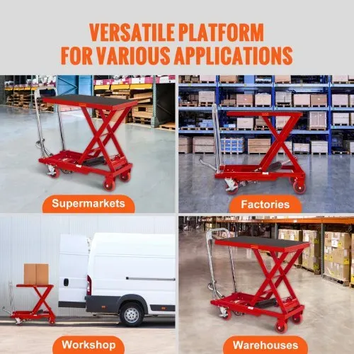 VEVOR Scherenhubtisch hydraulisch 230 kg Tragfähigkeit Hubtischwagen 220–720 mm Hubbereich Hubtisch Werkstatt 700 x 450 mm Plattform Scherenhubwagen Einzelschere Rot Fabriken Lagerhäuser Supermärk – Bild 6