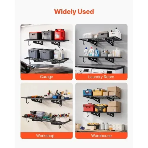 VEVOR 2er-Set Garagenregal 1219x620x210 mm Werkzeugaufbewahrung 113 kg pro Schicht Werkzeughalter Wand 1219x620 mm Regalfläche Aufbewahrungsregale Metallregal Werkzeug Organizer Wandregale – Bild 6
