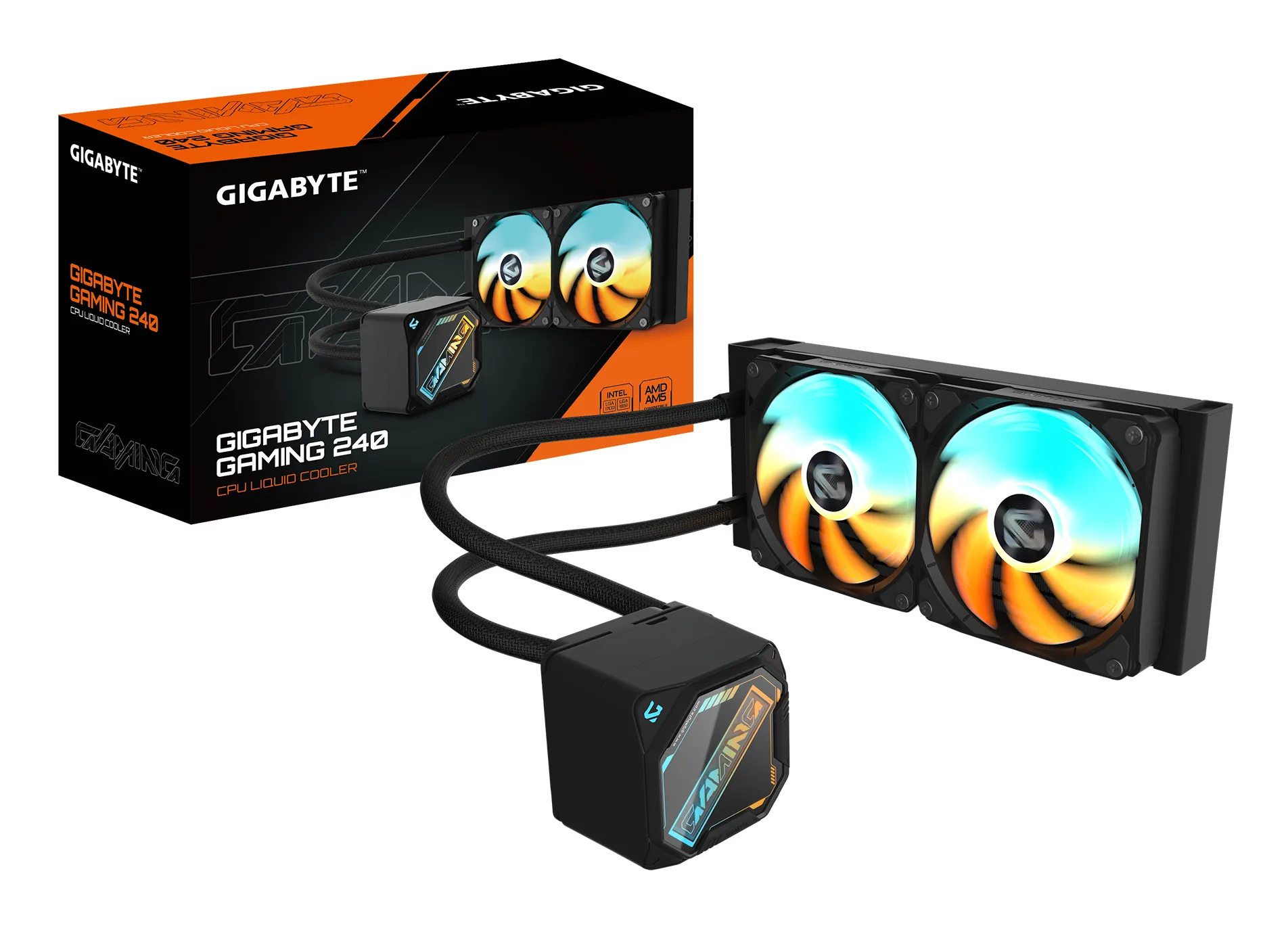 GIGABYTE GAMING 240 Flüssigkeitskühler für CPU – 2x120mm ARGB-Lüfter, Schiebe-Verriegelungsmechanismus, DAISY-CHAIN, Kompatibel mit Intel LGA 1851 und AMD AM5 GIGABYTE GAMING 240 Flüssigkeitskühler für CPU – 2x120mm ARGB-Lüfter, Schiebe-Verriegelungsmechanismus, DAISY-CHAIN, Kompatibel mit Intel LGA 1851 und AMD AM5