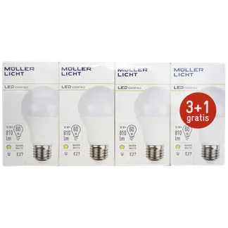 LED Glühlampe, E27, 10W, 810lm, 2700K, warmweiß, 3+1 Set LED Glühlampe, E27, 10W, 810lm, 2700K, warmweiß, 3+1 Set