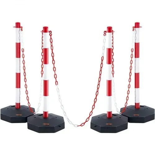 VEVOR Verkehrshütchen Verkehr Absperrpfosten 4 Stk. 285 x 285 mm Warnkegel Verkehrsleitkegel Warnleitkegel mit Kett, Leitpfostenkegel Straßensperrpfosten Rot & Weiß Wasser- und Sandeinspritzung – Bild 10