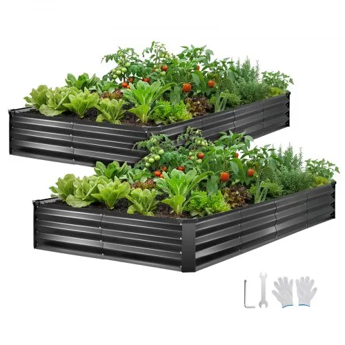 VEVOR Hochbeet Metall 2er-Pack 244x122x30 cm, Rechteckiges Gartenbeet, Pflanzkasten-Set für den Außenbereich, Gemüsebeet mit Handschuhen, Blumenbeet, Pflanzbeet für Blumen & Gemüse VEVOR Hochbeet Metall 2er-Pack 244x122x30 cm, Rechteckiges Gartenbeet, Pflanzkasten-Set für den Außenbereich, Gemüsebeet mit Handschuhen, Blumenbeet, Pflanzbeet für Blumen & Gemüse