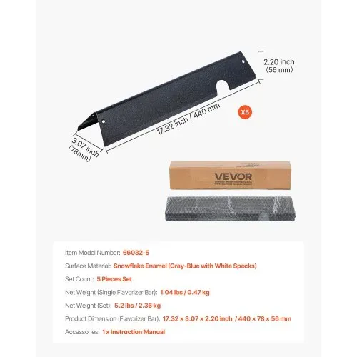 VEVOR 5 Flavorizer Bars Aromaschienen Flammenverteiler (porzellanemaillierter Stahl) für Weber Genesis ll 310 315 335 340, E/S 325s, ES/SX 325s, E/S 335, EX/SX/EPX-335 Grills, Schwarz VEVOR 5 Flavorizer Bars Aromaschienen Flammenverteiler (porzellanemaillierter Stahl) für Weber Genesis ll 310 315 335 340, E/S 325s, ES/SX 325s, E/S 335, EX/SX/EPX-335 Grills, Schwarz