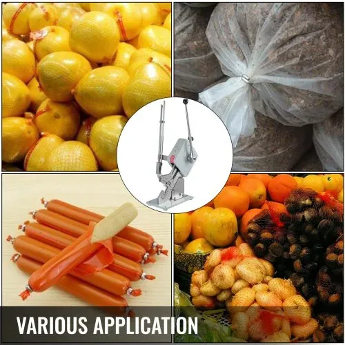 VEVOR Hochwertige manuelle u-förmige Wurst-Klipper-Schneidemaschine mit einer Schachtel Clips (5000 Stk.), robuste Brot Schneidemaschine aus A304-Feinstahl, klappbarer Allesschneider, 37x19x57 cm – Bild 6