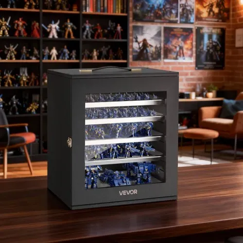 VEVOR Miniatur-Aufbewahrungskoffer für Warhammer, Für Modelle im Maßstab 1:1750-1:2000, Transportkoffer aus Holz mit 5 Ebenen 13 Fächern, Sammlervitrine für Sammlerstücke (Miniaturen nicht enthalten) – Bild 7