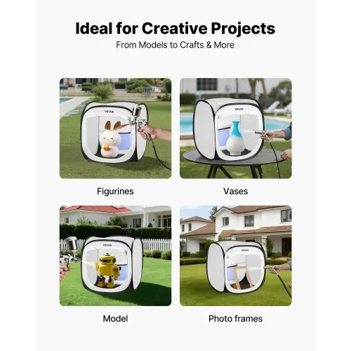 VEVOR tragbares Lackierkabinenzelt (40,5x40,5x43 cm Arbeitsbereich) Pop-Up-Sprühfarbenzelt für Sprühmalerei, wasserfeste Farbkabine für kleine Modelle Skulpturen Vasen Bilderrahmen Pop-Up-Design – Bild 5
