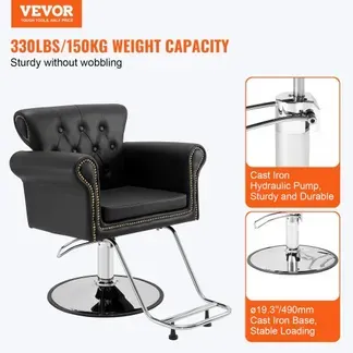 VEVOR Friseurstuhl 150 kg Gewichtskapazität Friseursessel aus Schwamm PU Holzplatte Eisen Bedienungsstuhl höhenverstellbar Barbersessel 360° drehbar Barberstuhl Friseureinrichtung 98 x 77 x 90,5 cm VEVOR Friseurstuhl 150 kg Gewichtskapazität Friseursessel aus Schwamm PU Holzplatte Eisen Bedienungsstuhl höhenverstellbar Barbersessel 360° drehbar Barberstuhl Friseureinrichtung 98 x 77 x 90,5 cm