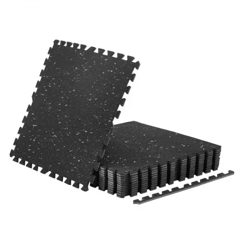 VEVOR 12 x Puzzlematte Bodenschutzmatte 61 x 61 x 1 cm, Hochdichte EVA-Schaumstoffmatte, Ineinandergreifende Fitnessmatte Gymnastikmatte Sportmatte, Trainingsmatte (Schwarz) mit Grauen Punkten – Bild 9
