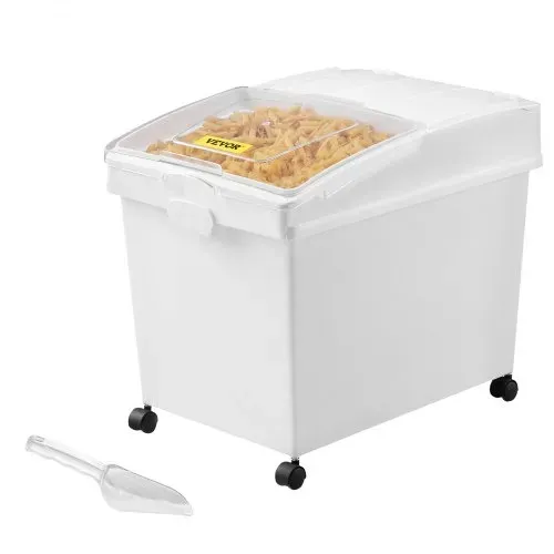 VEVOR Mehl und Reis Behälter Kapazität 25 kg, 3 Stück Aufbewahrungsbox Küche 35,5 x 50 x 45 cm, dreifach Vorratsdosen weiß Speicherung für Getreide und anderen Trockenwaren – Bild 8