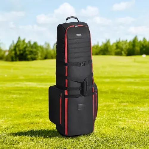 VEVOR Golf Reisetasche Golfgepäck mit Rädern, strapazierfähiges 1800D-Polyester-Oxford, weiche Golfschläger-Aufbewahrungstasche für Flugzeuge, wasserdicht verschleißfest rot + schwarz – Bild 7
