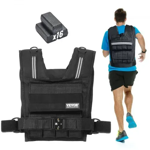 VEVOR Verstellbare Gewichtsweste 15,85 kg Gewichtsweste mit Eisengewichten & Schulterpolster & Reflektorstreifen, Körpergewichtswesten für Männer & Frauen, Trainingsgerät für Krafttraining VEVOR Verstellbare Gewichtsweste 15,85 kg Gewichtsweste mit Eisengewichten & Schulterpolster & Reflektorstreifen, Körpergewichtswesten für Männer & Frauen, Trainingsgerät für Krafttraining