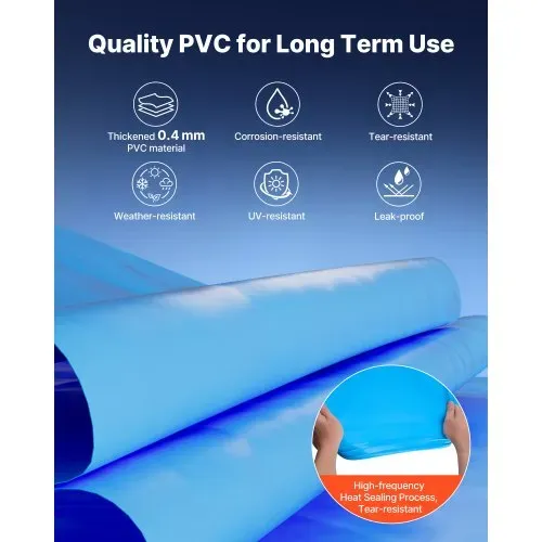 VEVOR Poolinnenfolie, 3,75x7,32 m Poolfolie für 120 cm Wandhöhe, Schwimmbadfolie aus PVC, Innenhülle 0,4 mm Stärke, Ersatzfolie UniBead, Geeignet für Oberirdische Pools mit Stahlwänden, Blau – Bild 2