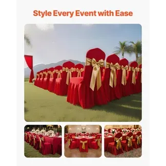 VEVOR Stuhlhussen Stuhlbezug flacher Vorderseite 30 Stk. waschbarer & abnehmbarer Stuhlüberzug aus Polyester-Spandex für Hochzeitsfeiern Restaurant, passend für Stühle (51 x 45 x 95 cm) Rot VEVOR Stuhlhussen Stuhlbezug flacher Vorderseite 30 Stk. waschbarer & abnehmbarer Stuhlüberzug aus Polyester-Spandex für Hochzeitsfeiern Restaurant, passend für Stühle (51 x 45 x 95 cm) Rot