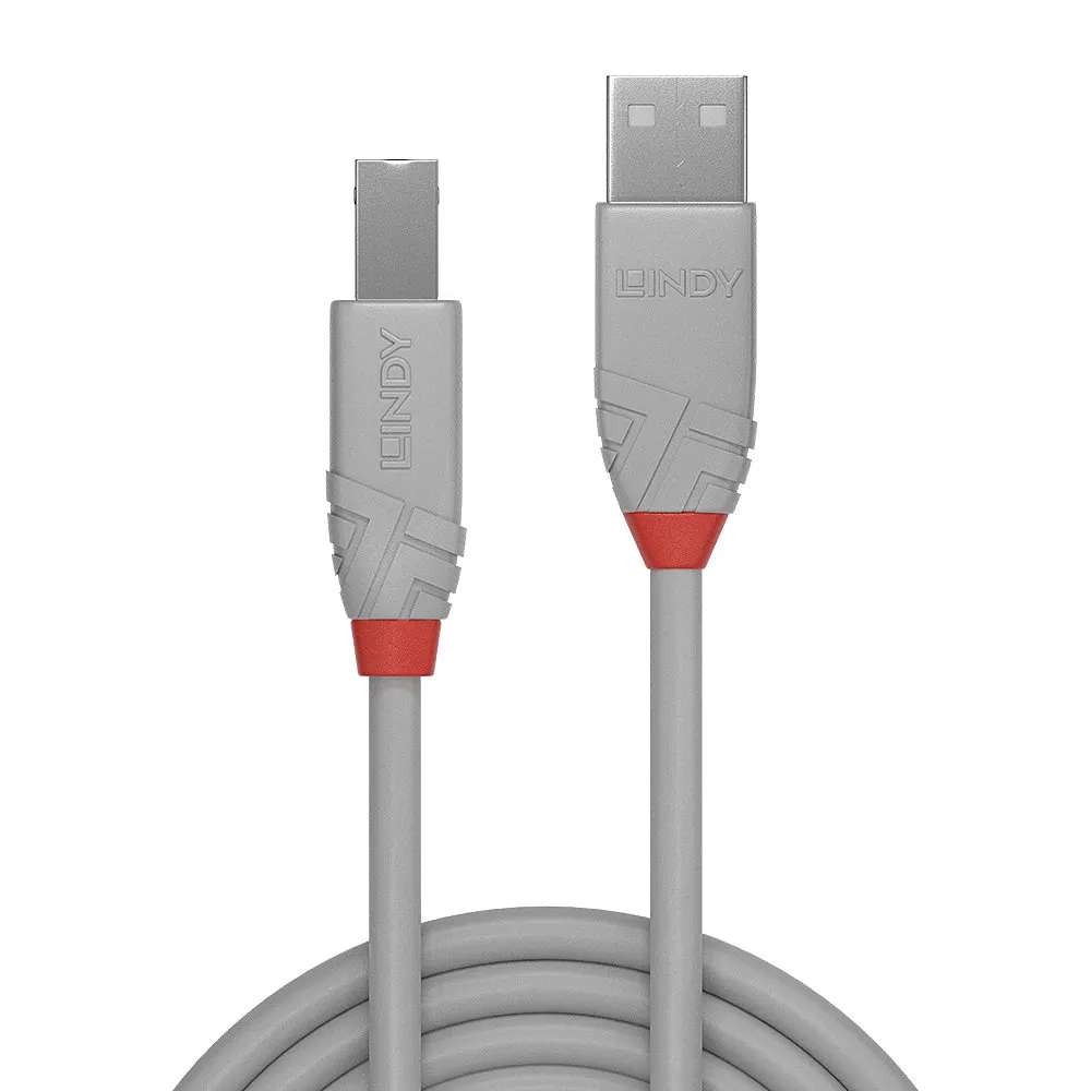 Lindy 36683 USB Kabel USB 2.0 2 m USB A USB B Grau – Bild 2