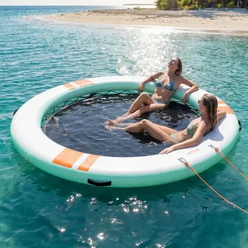 VEVOR Aufblasbares Schwimmdock, φ3,05m, Schwimmplattform mit Rutschfester Oberfläche, Tragetasche, Sonnendach & Abnehmbarer Leiter, Schwimmende Insel, Wasserplattform für Pool, Strand & Meer, Rund – Bild 7