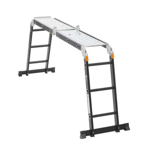 VEVOR Mehrzweckleiter, 7-in-1-Multifunktionsleiter, A-Rahmen mit 3 Stufen und Gerüstbrett, Teleskopleiter, Leitergerüst 3550 mm, robuste Leiter, 150 kg Tragkraft, für den Außenbereich zu Hause – Bild 9