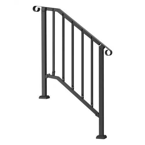 VEVOR Handläufe für Außentreppen, 2–3-stufiges Treppenhandlauf-Set, Übergangsgeländer aus Karbonstahl mit Montagesatz, Treppengeländer für Senioren, Betonstufen & Veranda & Deck, schwarzer Retro-Bogen – Bild 8