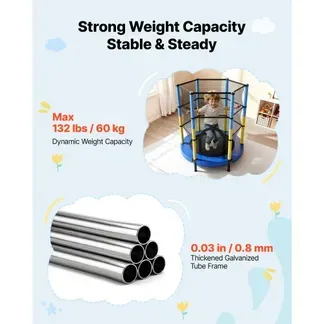 VEVOR Trampolin Mini für Kinder mit 60 kg Tragkraft Sicherheitsnetz 140 cm, Gartentrampolin Outdoor/ Indoor, Ideales Weihnachts- oder Geburtstagsgeschenk für Mädchen und Jungen, Blau Gelb VEVOR Trampolin Mini für Kinder mit 60 kg Tragkraft Sicherheitsnetz 140 cm, Gartentrampolin Outdoor/ Indoor, Ideales Weihnachts- oder Geburtstagsgeschenk für Mädchen und Jungen, Blau Gelb