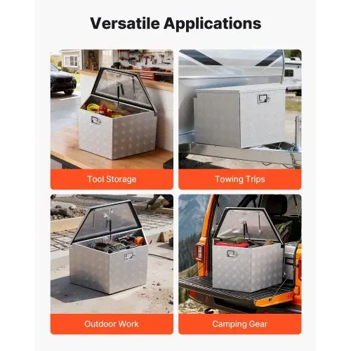 VEVOR Deichselbox Truckbox 838 x 483 x 457 mm aus Aluminium, 50 kg Belastbare Werkzeugaufbewahrungsbox mit Schloss & Schlüsseln, Anhängerbox für Pickup-Ladeflächen Wohnmobile SUVs Geländewagen, Silber – Bild 5