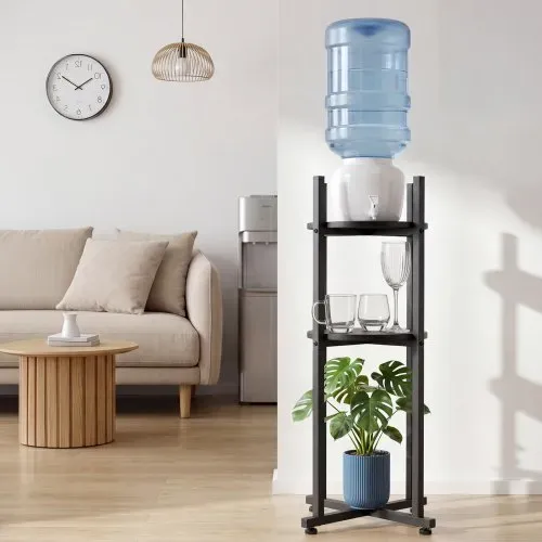 VEVOR Wasserkrughalter, 2-Stufig, für 1 Flasche, Wasserkrugregal mit Abnehmbarer Ablagefläche, Wasserspenderregal, Wasserflaschenregal Wasserbehälterregal, für Küche, Büro, Wohnzimmer, Schwarz – Bild 7