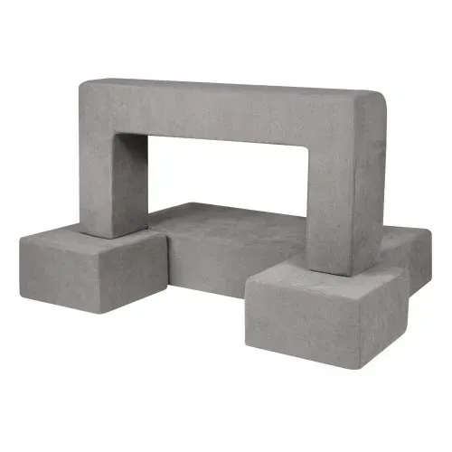VEVOR Spielsofa Kindersofa aus Chenille-Stoff Bausteine 4-teilig, Kinderspielsofa mit abnehmbarem Bezug 90 kg belastbar, umwandelbares Kindersofa Spielzimmermöbel zum Schlafen Lesen Dunkelgrau – Bild 10
