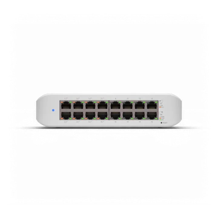 Ubiquiti Switch smart managed Layer2 16 Port • 16x GbE • PoE Budget 45W • 8x PoE at • Desktop • Lüfterlos • UniFi • USW-Lite-16-POE – Bild 2