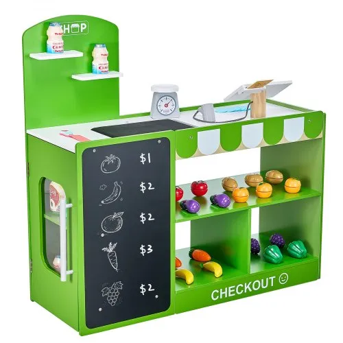 VEVOR Kaufmannsladen-Spielset, Holzspiel 35-teilig, Kinder-Supermarkt-Spielladen mit Einkaufstasche, Förderband, Scanner, Registrierkasse, realistischer Obst und Gemüse, für Kinder ab 3 Jahren VEVOR Kaufmannsladen-Spielset, Holzspiel 35-teilig, Kinder-Supermarkt-Spielladen mit Einkaufstasche, Förderband, Scanner, Registrierkasse, realistischer Obst und Gemüse, für Kinder ab 3 Jahren