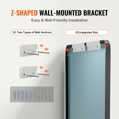 VEVOR Wandspiegel Schminkspiegel Badezimmerspiegel 762 x 558 x 25 mm rechteckiger Spiegel, Rahmen aus Aluminiumlegierung Spiegel mit Z-förmiger Halterung für Badezimmer Schlafzimmer Wohnzimmer – Bild 5