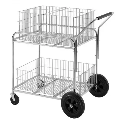 VEVOR Rollbarer Aktenwagen, 2-stöckig, fahrbarer Draht-Postwagen mit feststellbaren Rädern, für Büroarchive, robuster Aktenordner-Organizer, Tragkraft 120 kg, Maße: 95,4 x 56,9 x 96,5 cm – Bild 9