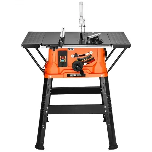 VEVOR Tischkreissäge mit Ständer, 254 mm, 1800 W Baukreissäge, 200 mm max. Schnittkapazität, 4800 U/min Schnittgeschwindigkeit, mit 24-Zahn-Sägeblatt, Gehrungssäge für Holzbearbeitung und Möbelbau – Bild 9