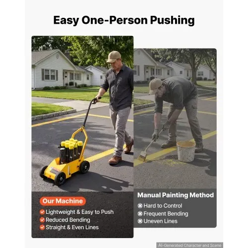 VEVOR Markierungswagen Linien-Markiergerät Linemarker 9 Spraydosen Gelb, Bodenmarkierung für Parkplatz Werkstatt Straße Einkaufszentrum Sportplatz 50–100 mm Einstellbare Linienbreite mit Adapterdüse – Bild 4