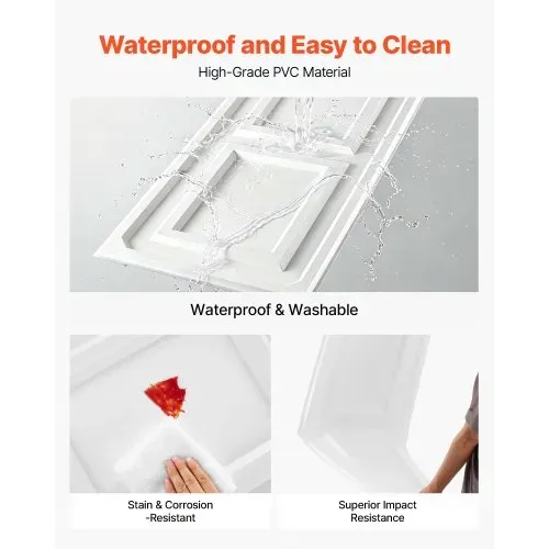 VEVOR 12 Stk. Deckenpaneele PVC-Deckenplatten Deckenfliesen 605x1215mm Weiß, 3D-Konstruktion, Stoßfest, Brandschutz, Zuschneidbar, Für Abgehängte Decke Geeignet, Moderne Innendekoration für Heim Büro – Bild 2