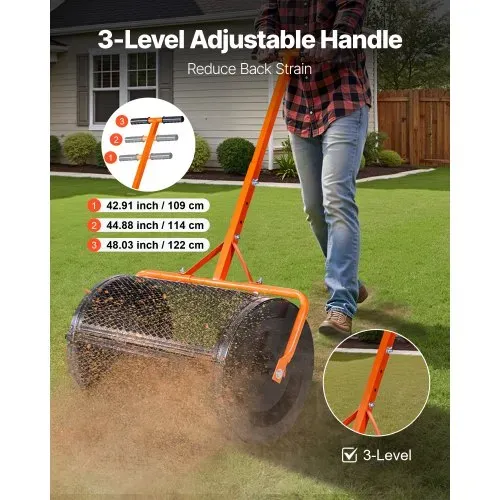 VEVOR Saatgutstreuer, 67 cm breiter Kompoststreuer mit T-Griff, Torfmoosstreuer 3 Höhen verstellbar, pulverbeschichteter Gartenstreuer aus Stahl, robuster Düngestreuer zum Pflanzen und Säen VEVOR Saatgutstreuer, 67 cm breiter Kompoststreuer mit T-Griff, Torfmoosstreuer 3 Höhen verstellbar, pulverbeschichteter Gartenstreuer aus Stahl, robuster Düngestreuer zum Pflanzen und Säen
