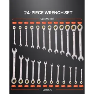 VEVOR Schlüsselsatz 24-teiliger Ratschenschlüsselsatz mit Organizer-Rack, Cr-V-Stahl-Schlüsselsatz SAE 1/4 Zoll bis 7/8 Zoll, metrisch 8 mm bis 19 mm, ideal für Haushalt Autoreparaturen Werkstatt VEVOR Schlüsselsatz 24-teiliger Ratschenschlüsselsatz mit Organizer-Rack, Cr-V-Stahl-Schlüsselsatz SAE 1/4 Zoll bis 7/8 Zoll, metrisch 8 mm bis 19 mm, ideal für Haushalt Autoreparaturen Werkstatt