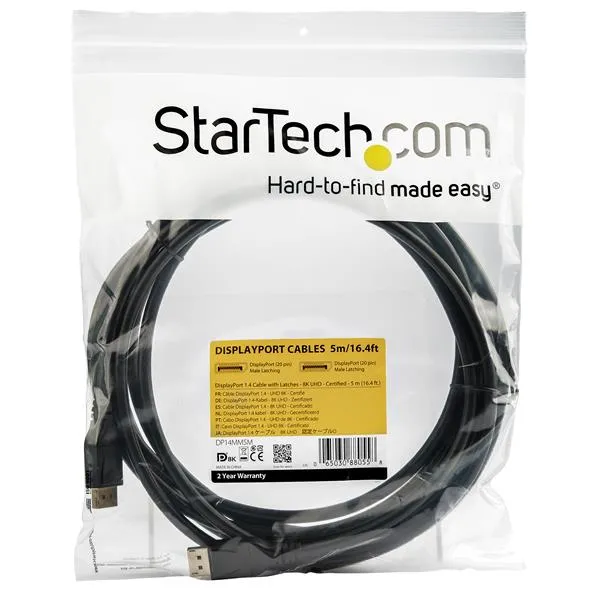 StarTech.com 5m VESA zertifiziertes DisplayPort 1.4 Kabel - 8K 60Hz HBR3 HDR - 5m Super UHD DisplayPort auf DisplayPort Monitorkabel - UHD 4K 120Hz DP 1.4 Dünnes Videokabel M/M DP Stecker – Bild 4