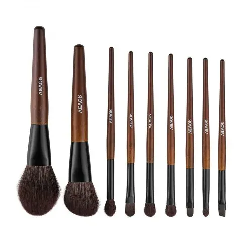 VEVOR Pinselset Makeup, 9-teilig, professionelles Schminkpinsel Set für Grundierung, Lidschatten, mit synthetischen Borsten, weicher Naturwolle, ergonomischem Holzgriff, Reise-Aufbewahrungstasche – Bild 8