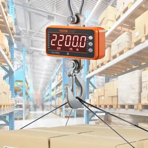 VEVOR Digitale Hängewaage 9 bis 1000kg Kranwaage lbs/kg/N Zugwaage 0,2kg Genauigkeit Wildwaage Industriewaage LED-Display Hängende Waage Mini tragbare Waage mit Fernbedienung 9 Funktionen – Bild 7